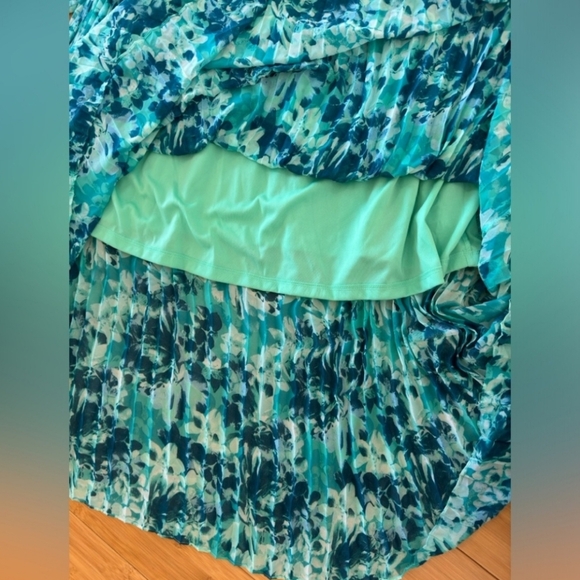{Lane Bryant} Teal and Navy Maxi Pleated Dress 14/16 - Picture 5 of 8